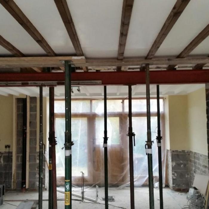 Whilst undertaking an extensive drying project in North Yorkshire our client wanted to make some structural alterations and a redesign of the kitchen including building new walls and a fire place. Luckily ofr us all our staff are tradesmen first and each individually have their own trade before we train them as remedial technicians, best way in my opinion. Heres a few photo's of Alan and his team at work creating the new 3.8 meter opening from the dining room into the kitchen and the masonry walls and fireplace were building alongside.&nbsp;