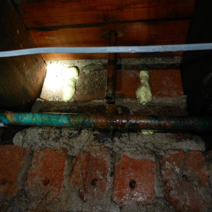 Poor soldering had caused this joint to come appart beneath a suspended timber floor causing the heating system to fail leaving &nbsp;the home owners without heating or hot water during winter. This defect was located during one of our leak detection surveys.&nbsp;