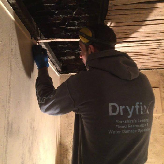 Our top joiner Fraser installing new oak laths during replacement of this traditional lath and lime plaster ceiling in Wakefield. Our staff aren't just remedial technicians, they're top tradesmen too!&nbsp;